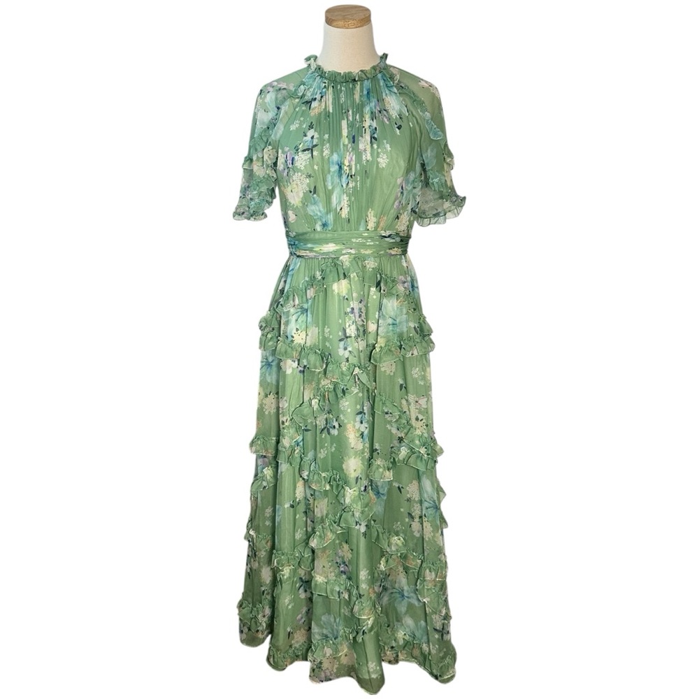 Mac Duggal Green Floral Maxi Dress - Picture 2 of 14